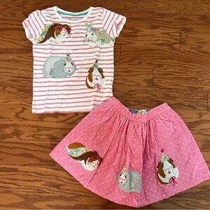 Mini Boden Pink Striped and Polka Dot Kids Matching Set